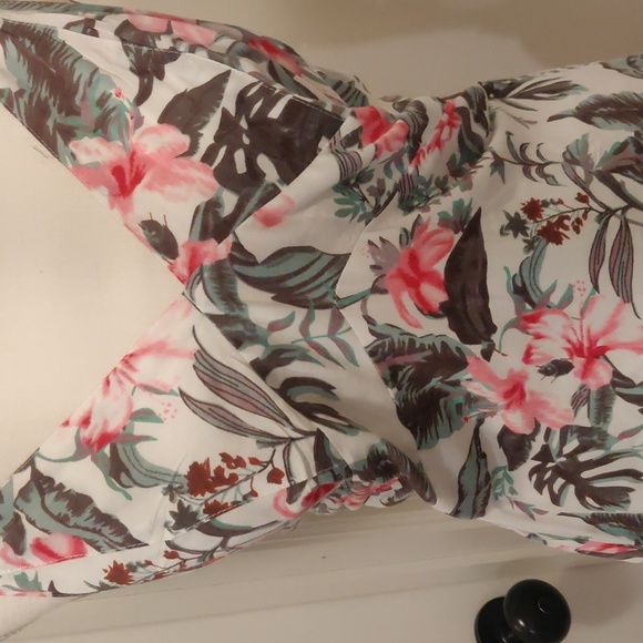 Sim & Sam Womens XS Pink Grey Green Tropical Smocked Lined Maxi Dress - Picture 5 of 8